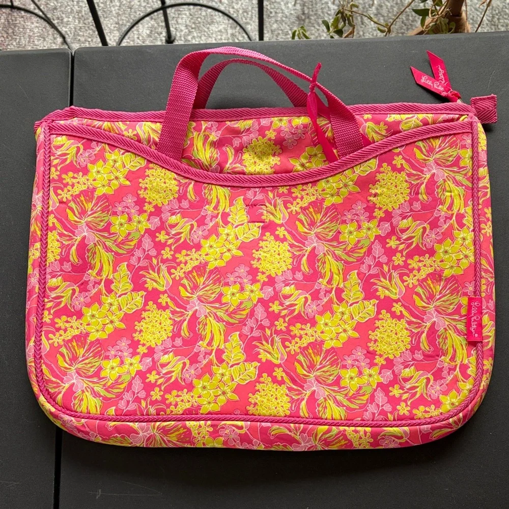 Lily Pulitzer Floral Pink and Yellow Computer Bag